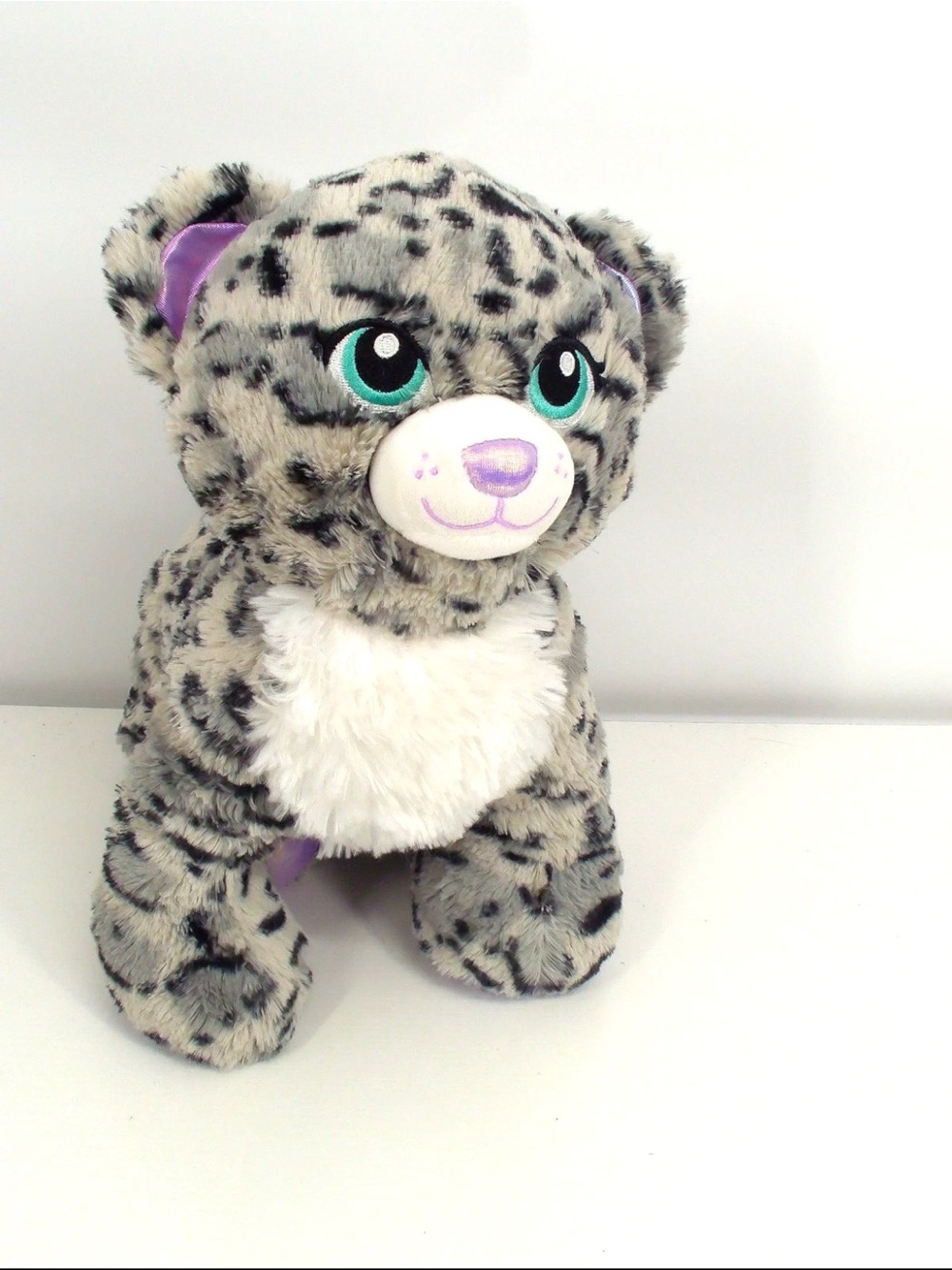 Build A Bear Snow Leopard Teal Eyes Purple Sparkle Iridescent Plush Stuffed Rare